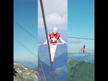 Hochseil Artist Stunt Extremsportler Freddy Nock ￼ Airshow Glacier 3000 high wire