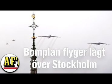 Amerikanska bombplan flyger över Stockholm