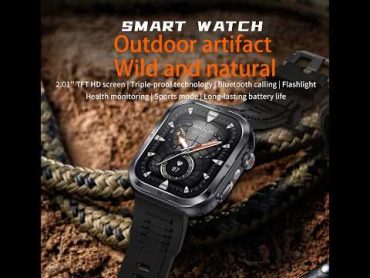 MK86 Waterproof Outdoor Smartwatch with Flashlight BT Call Blood Oxygen MultiSport Smart Watch