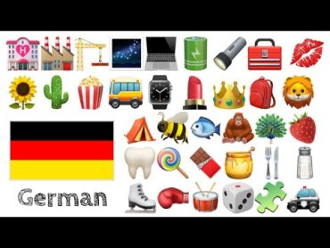 Lerne 400 Wörter  Deutsch mit Emojis   🌻🌵🍿🚌⌚️💄👑🎒🦁🌹🥕⚽🧸🎁