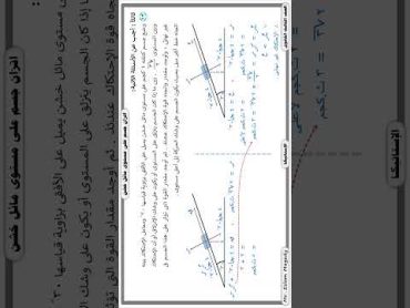 اتزان جسم على مستوى مائل خشن (حل تمارين كتاب المدرسة) ⁛ الدرس الثانى ⁛الإستاتيكا⁛الصف الثالث الثانوى