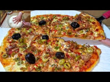 بدون بيض ولاحليب ولازبدة ولادلك بيتزا 🍕على الطريقة الايطالية مع بديل الجبن 🧀حضروه في البيت