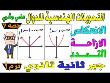 التحويلات الهندسية لمنحنيات الدوال الاساسية جبر للصف الثاني الثانوي ترم اول علمي ، ادبي  حصة 7