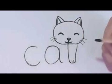 كيف تحول كلمة Cat لرسم قطه  تعليم الرسم للأطفال