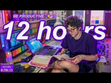 STUDY WITH ME LIVE  12 HOURS ✨ Harvard Alumnus, Chill Work With Me, Rain Sounds, Pomodoro Timer