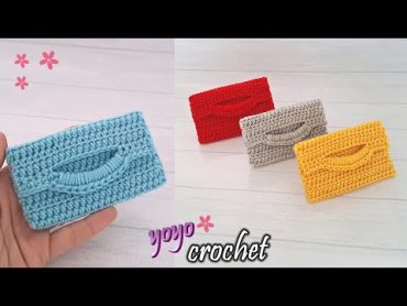 كروشية بوك / محفظة  سهلة للمبتدئين من بواقى الخيوط/ متعدد الاستخدامات  crochet walletيويو كروشية