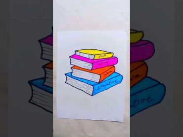 How to Make books drawing on paper / Books drawing kasa bnya ytshorts drawing