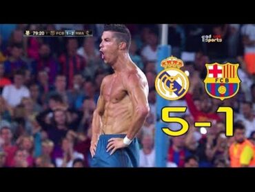 ملخص مباراة ريال مدريد وبرشلونة 5 1 مباراتي سوبر اسبانيا 2017 تعليق فهد العتيبي HD