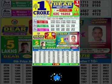 Lottery sambad live 1:00pm 21/11/24 Morning Nagaland state dear lottery Result pdf Download