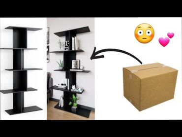 أسهل طريقة لعمل رفوف مودرن💕 من الكرتون بطريقة احترافية وبسيطة /cardboard wall shelf decor ♥️