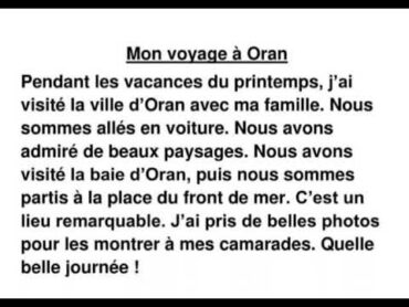 texte :Mon voyage à Oran