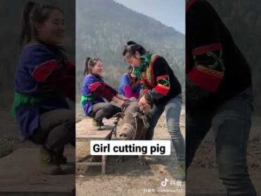 girl cutting pig shorts youtubeshorts youtube girl