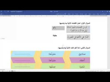 ورقة عمل مادة العربية لغتي درس (أرضنا) الصف الثالث