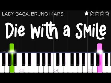 Lady Gaga, Bruno Mars  Die With A Smile  EASY Piano Tutorial