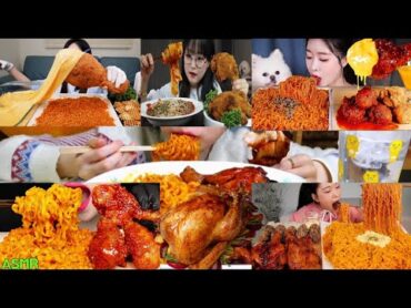 Compilation of eating asmr sounds of eating mukbang Noodles with chicken تجميع اكل اسمر اصوات الأكل