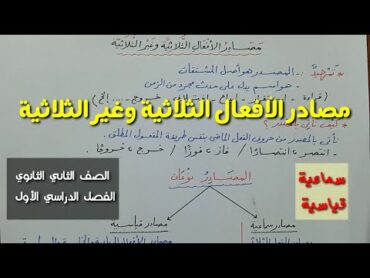 مصادر الأفعال الثلاثية وغير الثلاثية ( المصادر السماعية والقياسية ) ـ الصف الثاني الثانوي / ف د أول