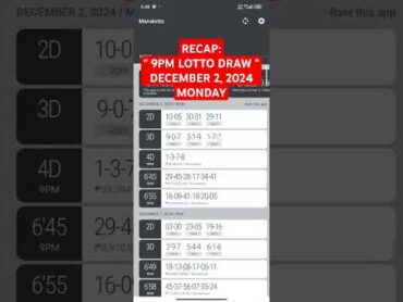 Pcso official Lotto Result 9pm draw tonight December 2, 2024 Monday  lottoresult lottorecaptoday