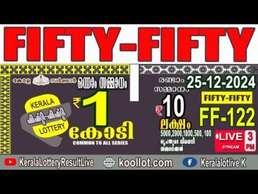 KERALA LOTTERY RESULT LIVEFIFTYFIFTY bhagyakuri FF122Kerala Lottery Result Today 25/12/2024LIVE