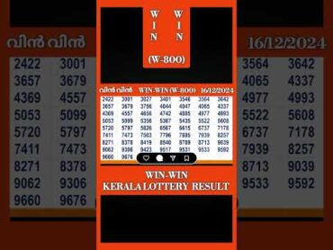 Win win w800 16/12/2024   Today Kerala Lottery Result  win win Lottery Result  🎉 🏆