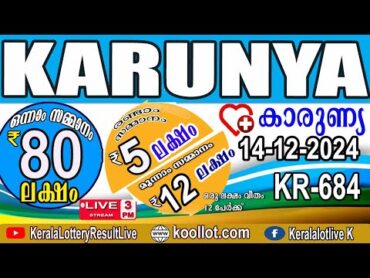 KERALA LOTTERY RESULT LIVEKARUNYA bhagyakuri KR684LIVE KERALA LOTTERY RESULT Today 14/12/2024live