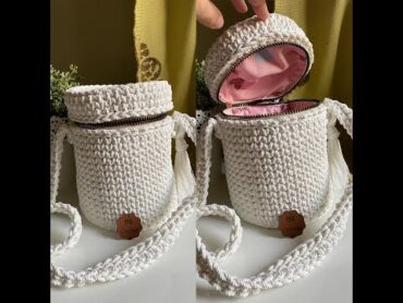 شنطة كروشية اسطوانية Crochet cylinder bag tutorial