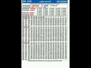 04/12/2024 POOJA BUMPER RESULT TODAY LOTTERY