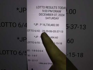 9:00 PM Lotto Draw Results Update Today December 07, 2024 9pmlottoresult  shorts