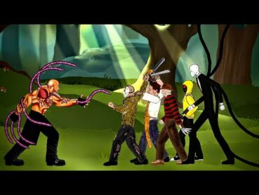 Nemesis VS Leather face, Slenderman, hoodie, Freddy Krueger, Jason Voorhees (Drawing Cartoon 2)