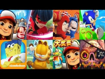 SUBWAY SURFERS VS Oddbods Turbo Run Sonic Dash Miraculous Ladybug  SpongeBob: Sponge on the Run