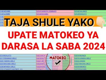 TAJA SHULE YAKO UTUMIWE MATOKEO YA DARASA LA SABA 2024 BOFYA HII LINK KUTAZAMA MATOKEO