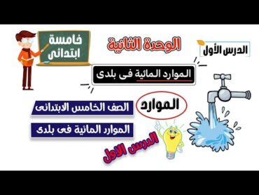 الموارد المائية فى بلدي الصف الخامس الابتدائى  الدرس الاول  الوحدة الثانية