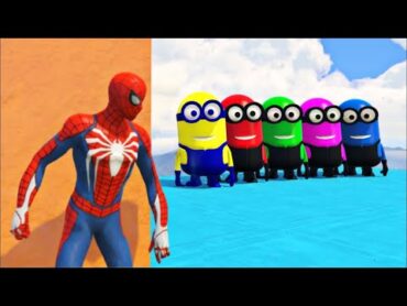 GTA 5 EPIC RAGDOLL SHOW SPIDERMAN VS COLOUR MINIONS FALLS & FAILS LIVE GTA V gta shortsfeed