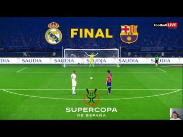 Real Madrid vs Barcelona  Penalty Shootout 2025 Final Supercopa de España  eFootball PES Gameplay