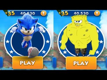 Sonic Dash vs SpongeBob Sponge on the Run  Movie Sonic vs All Bosses Zazz Eggman  All Characters