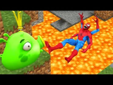 Ragdolls GTA5  SPIDERMAN vs ANGRY BIRDS in Minecraft World ep.18  [Funny Moments]