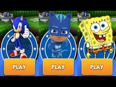 Sonic Dash vs Pj Mask Subway Run vs SpongeBob: Sponge on the Run Gameplay HD