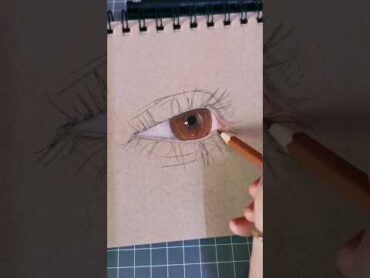 رسم عين بالألوان الخشبية و ألوان البان باستيل /coloring eye