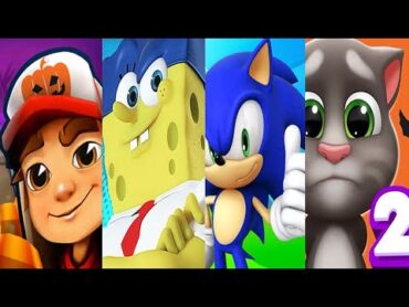 Subway Surfers vs SpongeBob: Sponge on the Run vs Sonic Dash vs My Talking Tom 2 Gameplay