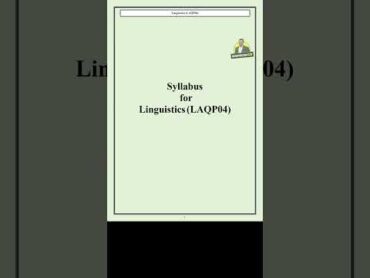 Linguistics (LAQP04) syllabus NTA CUET pg shortvideo education nta exam