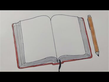 تعلم رسم كتاب مفتوح وقلم خطوة خطوة  رسومات سهلة وجميله للمدرسة  رسم سهل رسم  كتاب  draw book