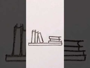 How to draw a shelf with books 📚 step by step كيفية رسم رف عليه كتب خطوة بخطوة