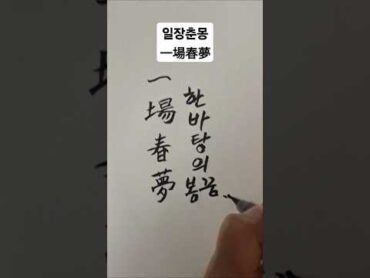 한자 고사성어일장춘몽(허무한일을 이르는말) calligraphy art 서예 취미 한자쓰기 watercolor 붓펜 handwriting hangul