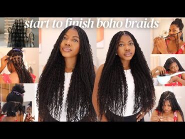 Diy Super Super Full Boho Knotless Braids 100% Human Braiding Hair FT. ‪@Waviyhair‬