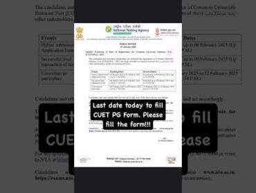 💥💥💥CUET PG 2025 Last Date to Fill the form 💥💥💥