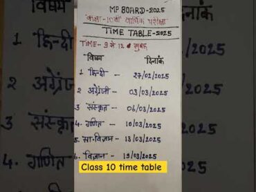 MP board Class 10Th  Time Table 2025 timetable​ news​ sorts​ video​ mpboard​ @munacedmy4689