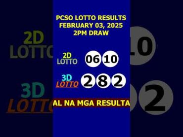 Lotto Result Today 2pm draw February 03, 2025 shorts