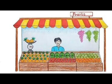 How to draw Fruit seller step by step